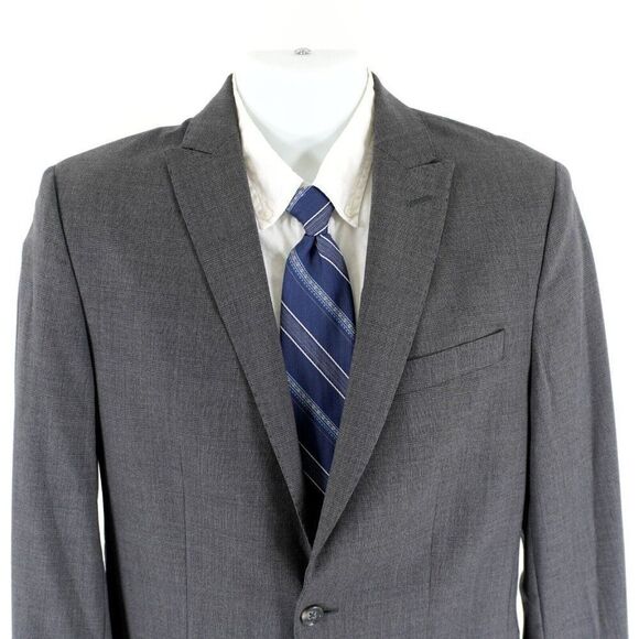 Banana Republic Tailored Fit Wool Gray Glen Plaid W/ Blue 1‎ Button Blazer 36R